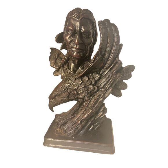 Remington Native American Reproduction Sculpture Brave/eagle - Picture 1 of 9